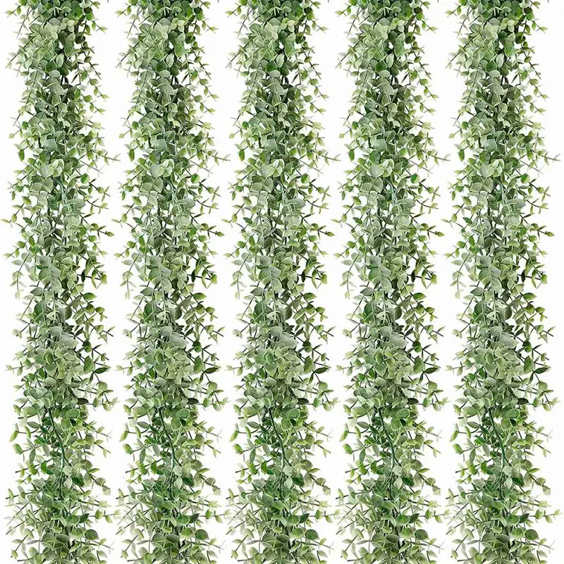 

Искусственный эвкалипт, гирлянды, искусственная зеленая лоза, искусственные Подвесные Растения для свадьбы, фотоарка, 5 упаковок, 30 футов
