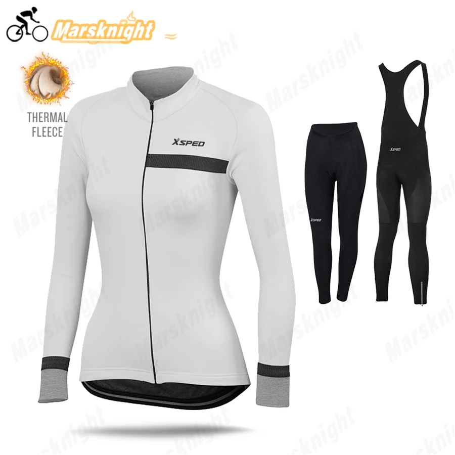 

2021 women clothing Winter Long Sleeve Cycling Jersey Set Road Bike Uniform Thermal Fleece mtb Cycle Clothes Bib Pants Suit