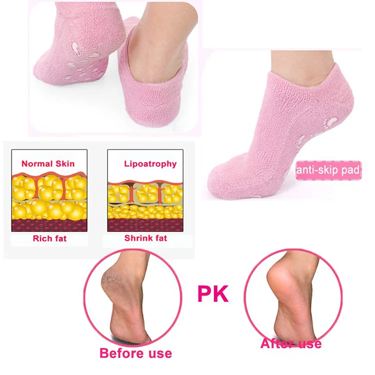 

Free Shipping Cotton and Silicon Gel Moisturize Soften Repair Cracked Skin Gel Sock Skin Foot Care Tool Treatment Spa Sock 2pcs