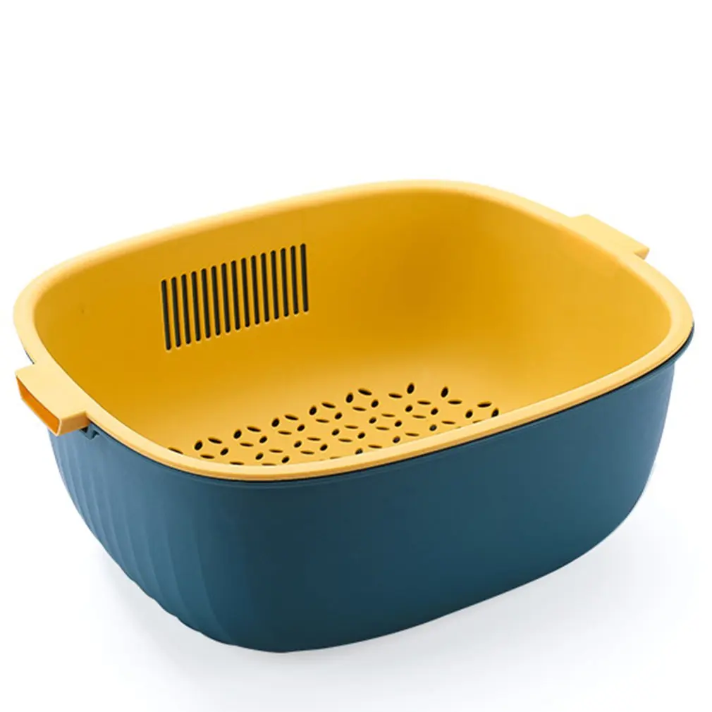 

Kitchen Double-Layer Plastic Drain Basket Bowl Washing Storage Basket Strainers Bowls Drainer Vegetable Cleaning Colander Tool