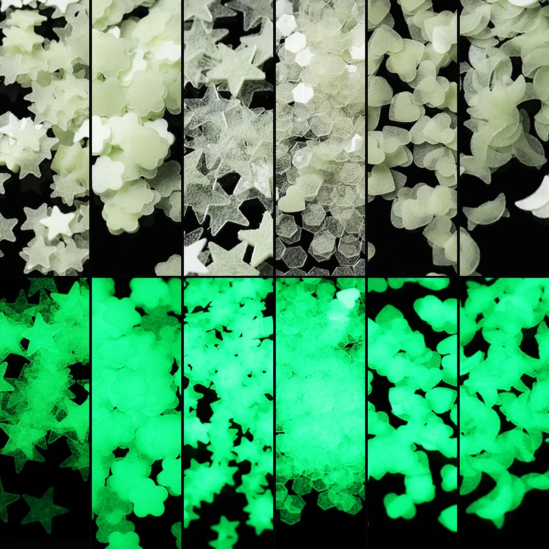 6 моделей/Сумка для ногтей блестки пластинки светятся в темноте светящаяся