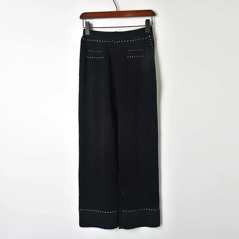 Комплект из футболки и брюк с широкими штанинами Модный женский комплект двух