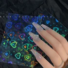 Самоклеящиеся наклейки для ногтей с сердцем, лазерные бронзирующие наклейки для дизайна ногтей, настоящие 3D Слайдеры для ногтей