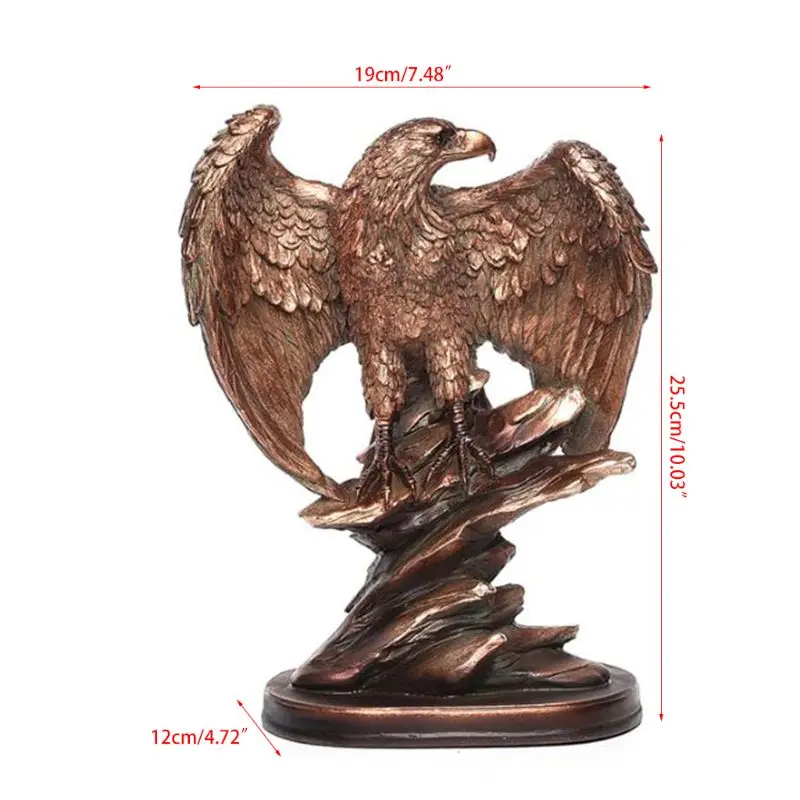 

Tall Patriotic Bald Eagle On Rocks Statue Wild Bird Eagle Decorative Bronze Resin Figurine