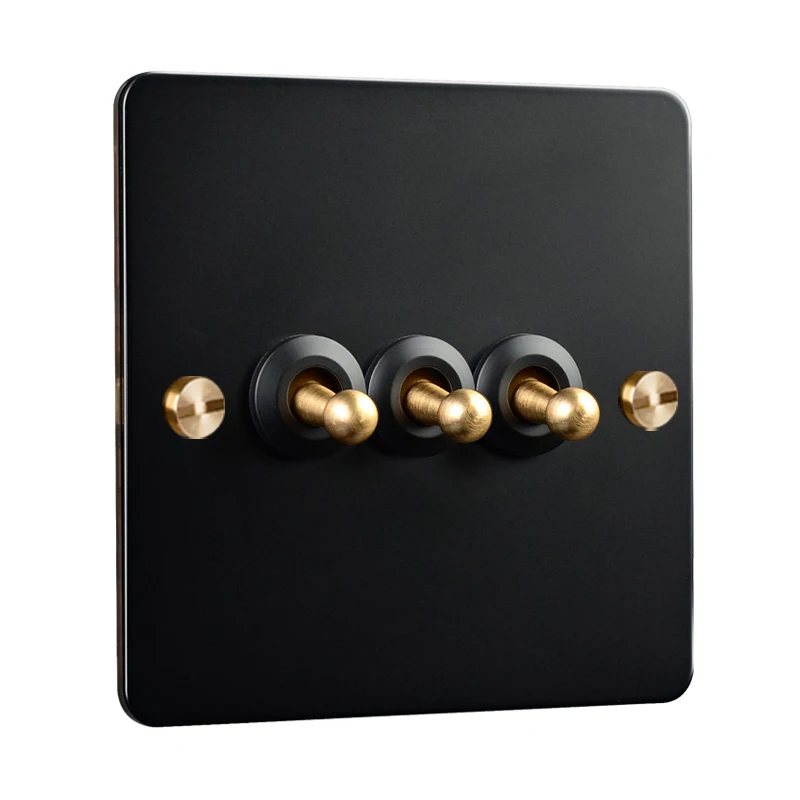 1-4 клавиши 2-сторонний 86 Тип черная панель из нержавеющей стали ретро латунный
