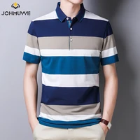 johmuvve new men lapel short sleeves fashion trend versatile three color polo casual business work men summer