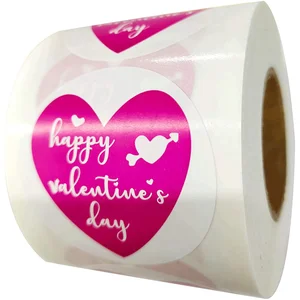 Наклейка в виде сердца на День Св. Валентина, s, 2 дюйма-500, розовая наклейка в форме сердца, наклейки для свадьбы, обертывания (розовый)