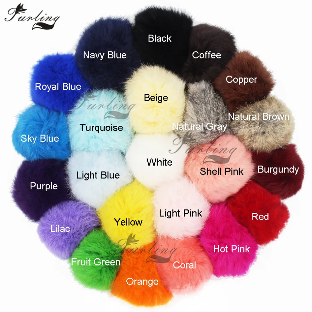 

Furling DIY 9/10 cm(3.5/4 inches) Real Rabbit Fur Pompoms Ball for Keychain Bag Charm Knitted Hat Accessories
