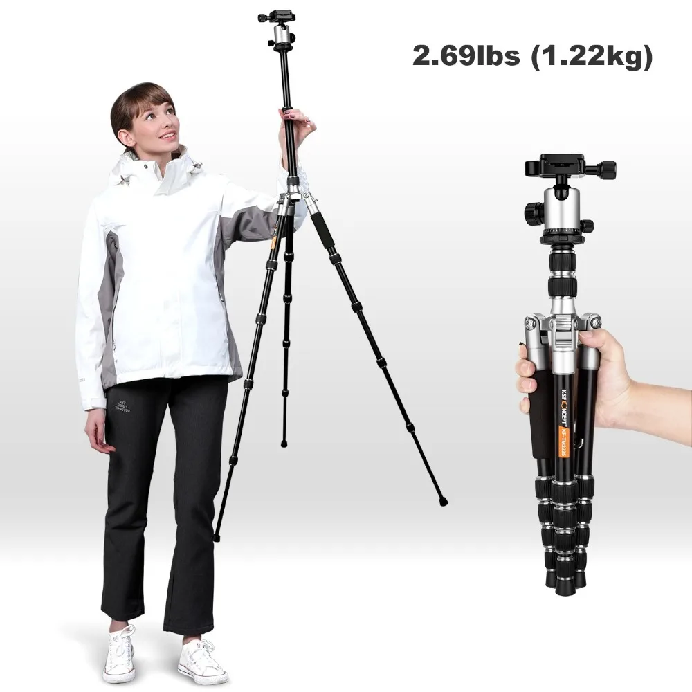 K& F CONCEPT TM2235 Профессиональный легкий сплав видео/фото с 5 секциями штатив-Трипод с шаровой головкой для цифровой зеркальной камеры Canon Nikon sony DSLR Камера