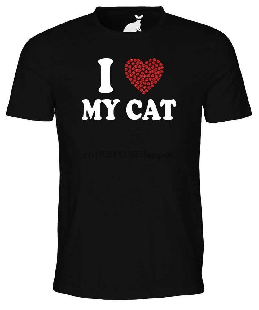Мужская футболка с надписью I LOVE MY CAT | одежда
