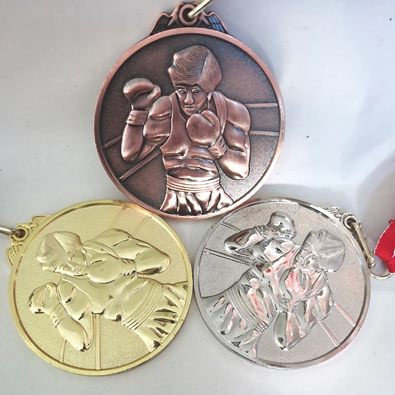 Медаль для боксерских соревнований Золотая серебряная бронзовая движение честь