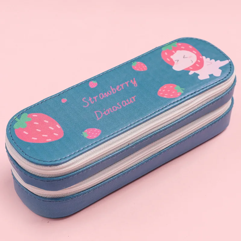Kawaii мультяшный портативный двухслойный PU пенал большая емкость косметичка для