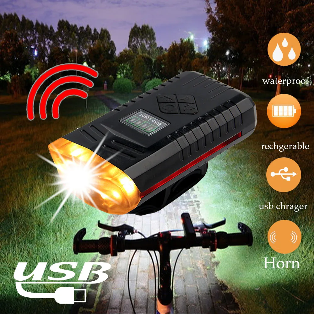 Фонарь велосипедный передний водонепроницаемый светильник с двумя светодиодный