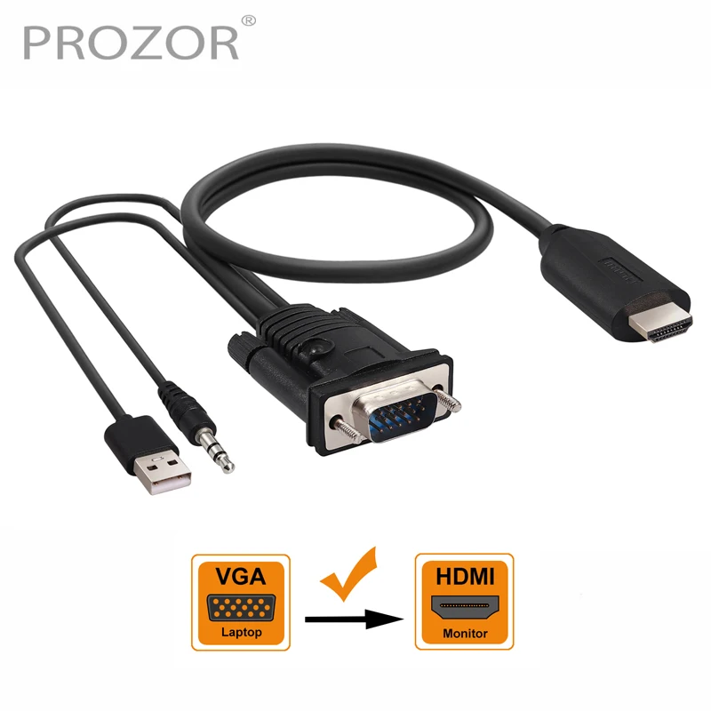 Адаптер/кабель преобразователь с VGA на HDMI 3 5 мм|Кабели VGA| |