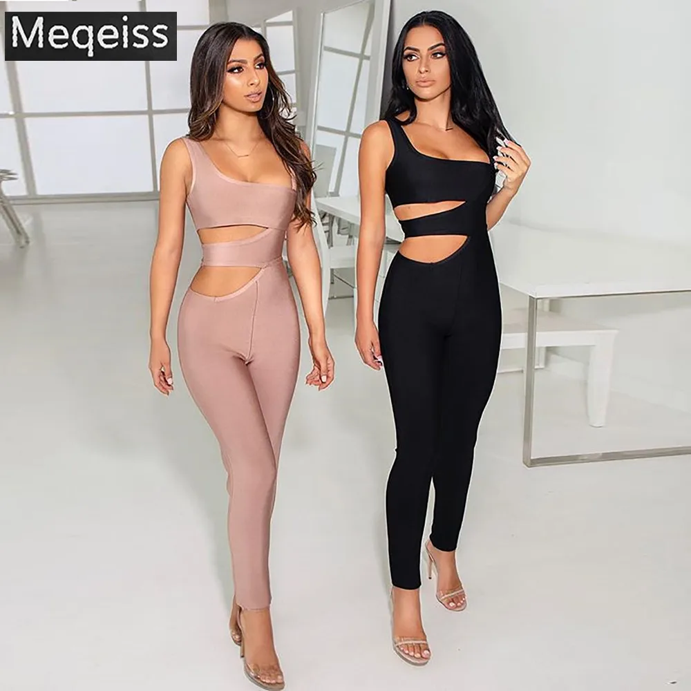 MEQEISS ; Новинка; обувь в стиле знаменитостей хаки черный, красный, с выемкой, утягивающий комбинезон; полная длина Одежда высшего качества Вечеринка комбинезон