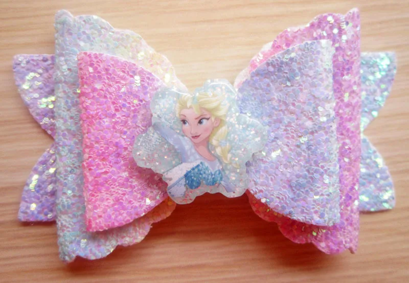 3 15 дюйма бутик Блестящий мультфильм кожаные банты с зажимами для детей девочек