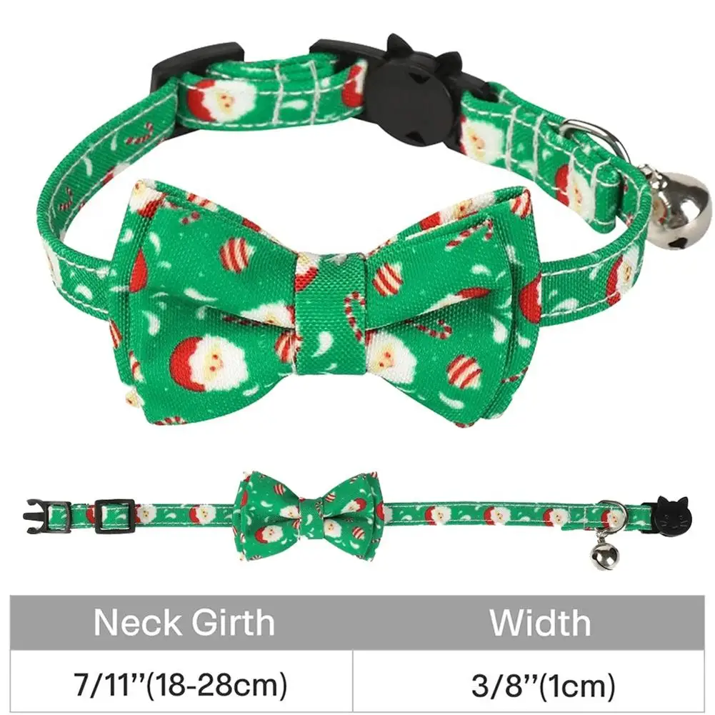 

Cat Collar with Bow Tie Christmas Santa Claus Patterns Adjustable dog Kitten Collars with Bell