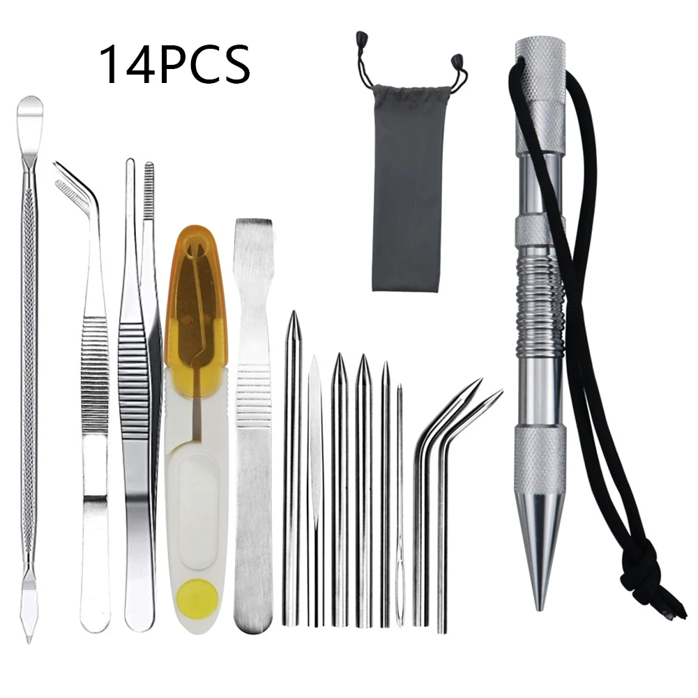 

14PCS Leather Sewing Craft Tool Leather Rope Needle Leather Needle Knitting Needle Double Hole Leather Rope Lace Needle DIY