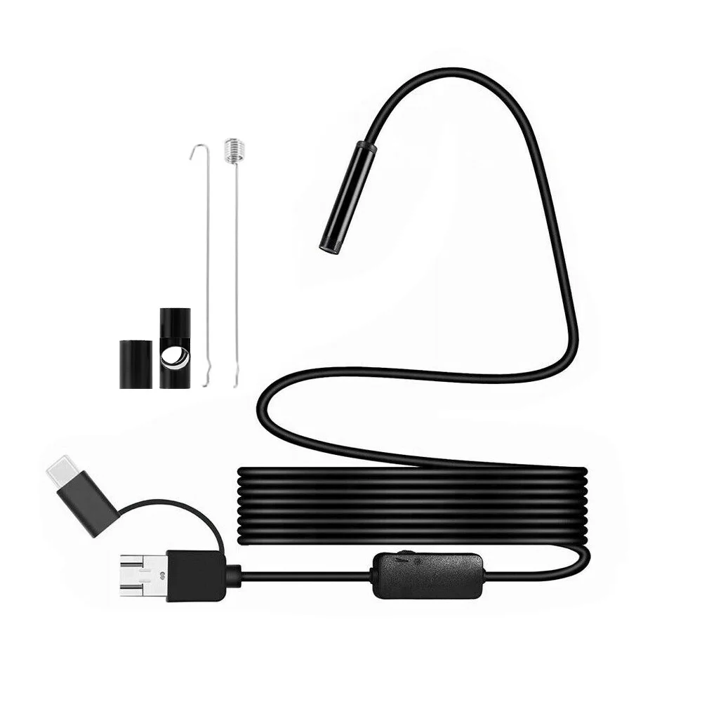 1200P Endoscope Full HD 8mm Usb Type c Borescope Android Phone Pc 10m Car Endoscopy 3 in 1 Video Flexible Inspection Mini Camera