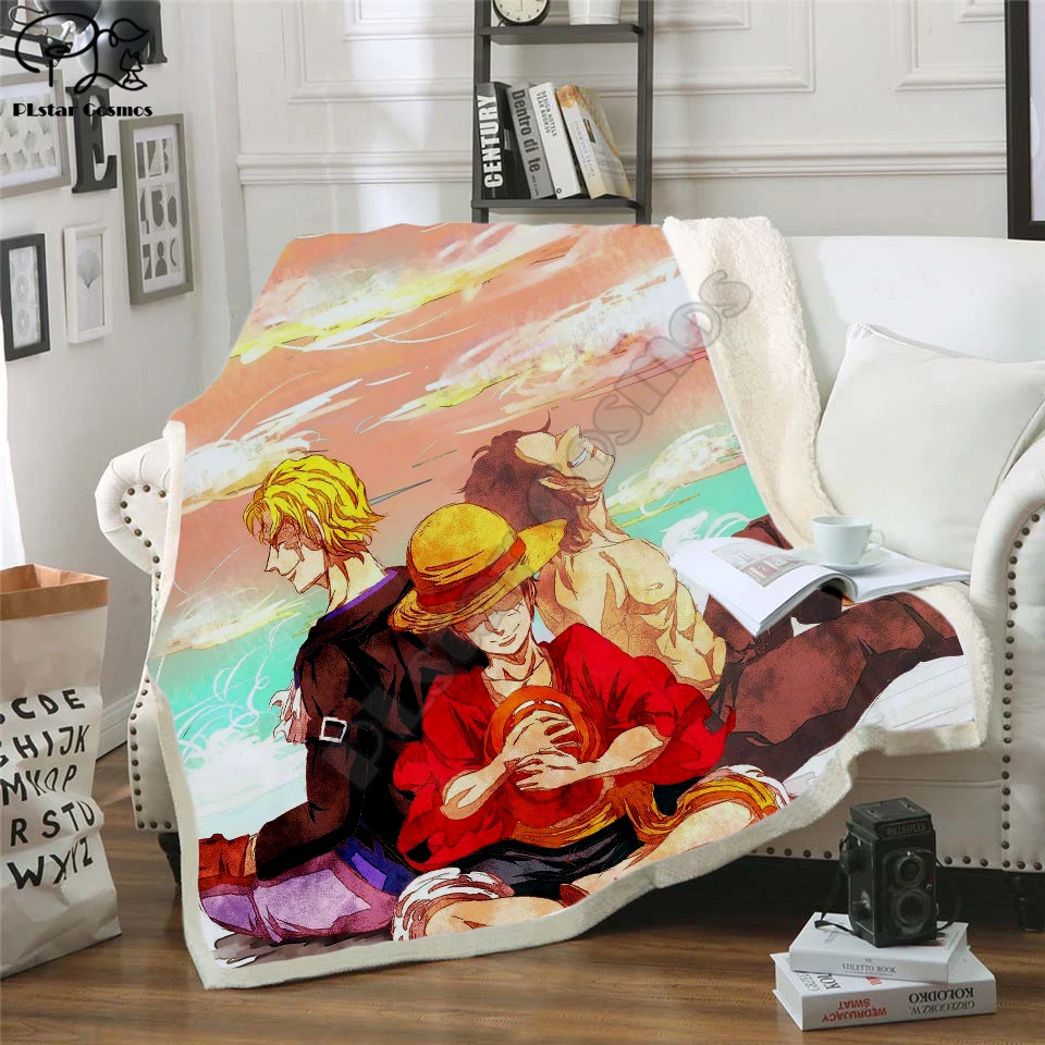 

Kids Anime One Piece 3D Blanket Fleece Cartoon Art Print Children Warm Bed Throw Blanket newborn bayby Blanket style 01