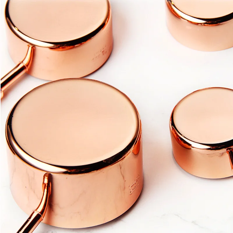 

8Pcs Stainless Steel Measuring Cups Spoons Rose Gold Measuring Spoon Kitchen Baking Cooking Tools Set AA