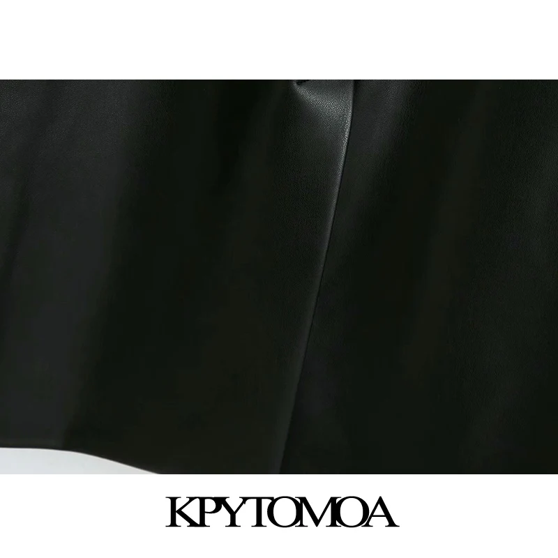 Женский блейзер из искусственной кожи KPYTOMOA свободный винтажный пиджак с длинным