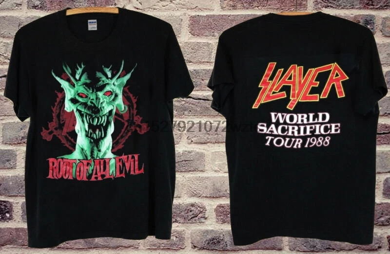 1988 год футболка SLAYER Root Of All Evil WORLD SACRIFICE tour размер США|Мужские футболки| |