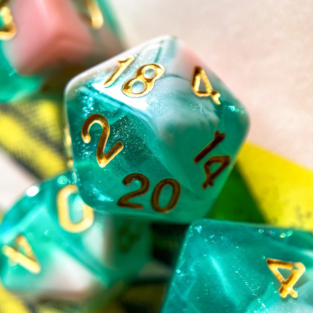 Poludie розовые зеленые блестящие фотообои набор D4 ~ D20 многогранные кости для
