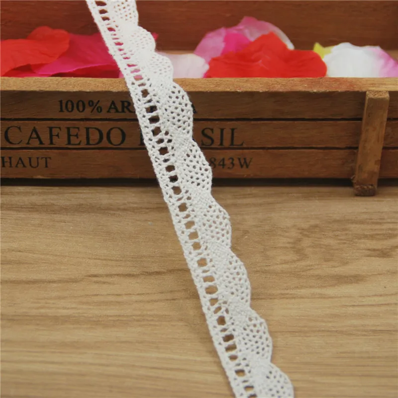 

18mm Cotton Lace Trim Ivory Fabric Sewing Accessories Cloth Wedding Dress Decoration Ribbon Craft Supplies 100yards LC022