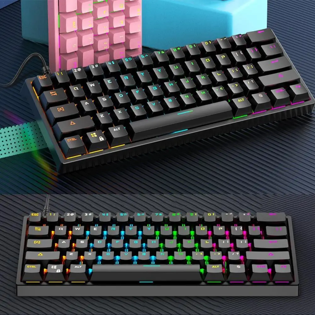 

G101 61 Key Mechanical Keyboard USB Wired LED Backlit Axis Gaming Mechanical Keyboard Optical Switches For Desktop Keyboard