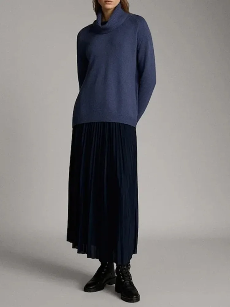 

Women Turtleneck Knit Sweater Soild Color Long Sleeve Ladies Elegant Pullover Autumn Winter Female Jumper Knitwears All-Match