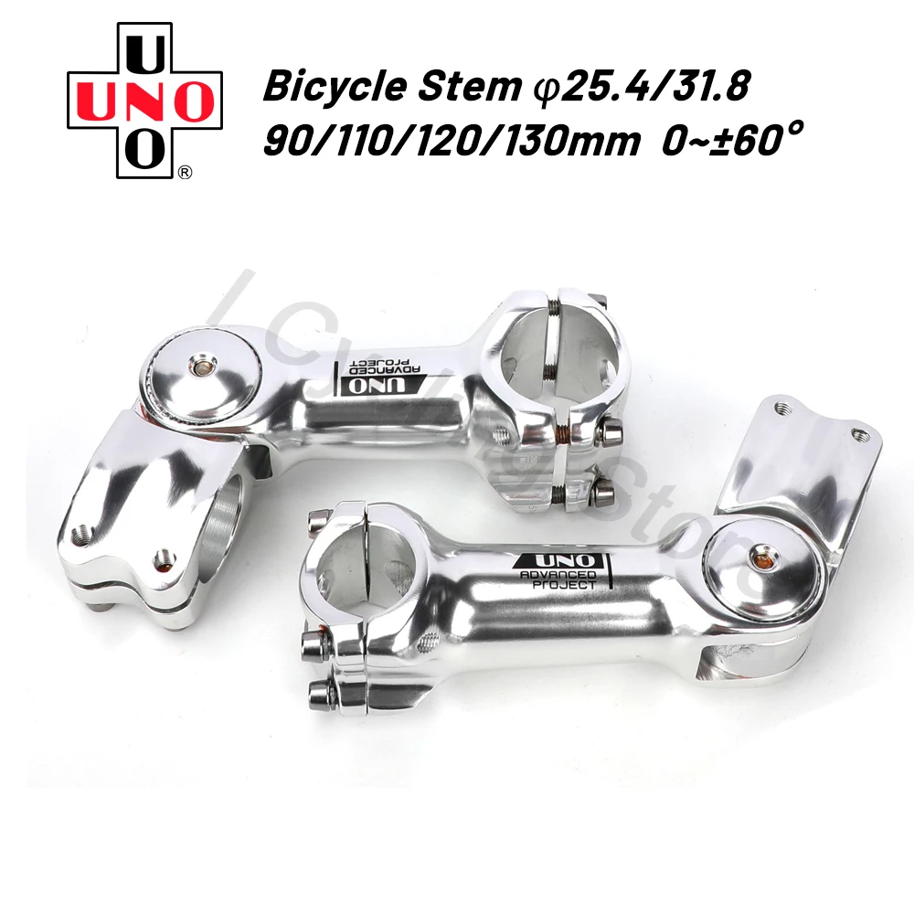 

UNO Adjustable MTB Stem 25.4 31.8 Bicycle Handlebar Extension 0-60 Degree Silver Stem Bar Clamp Bicycle Power Parts