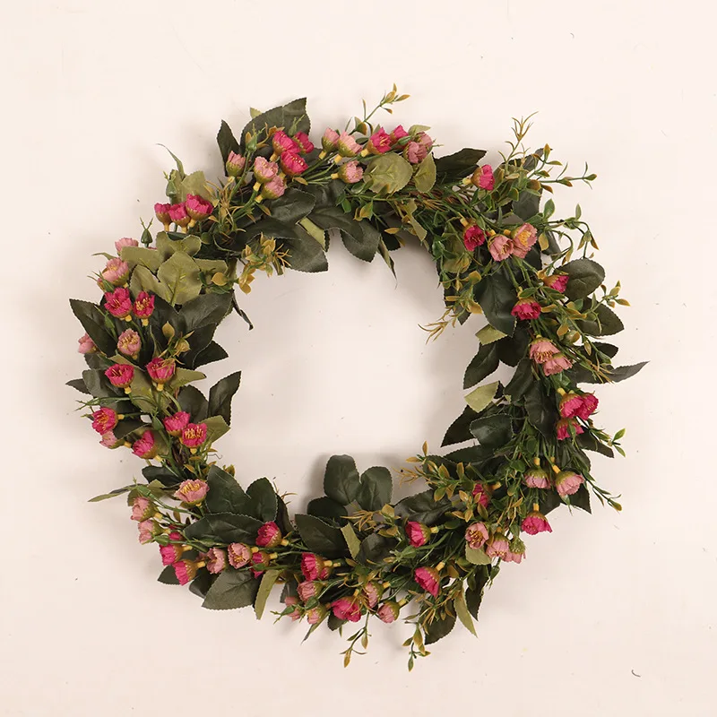 

40cm Simulation Plant Vine Wreath Rattan Artificial Flower Wreath For The Front Door Wedding Home Decor