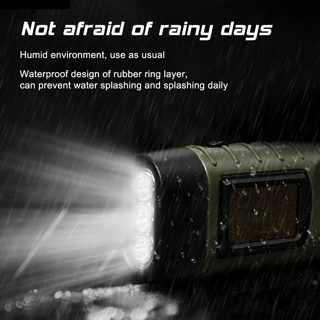 

New LED Emergency Hand Crank Dynamo Solar Flashlight Rechargeable Led Light Lamp Charging Powerful Torch For Safety Survival