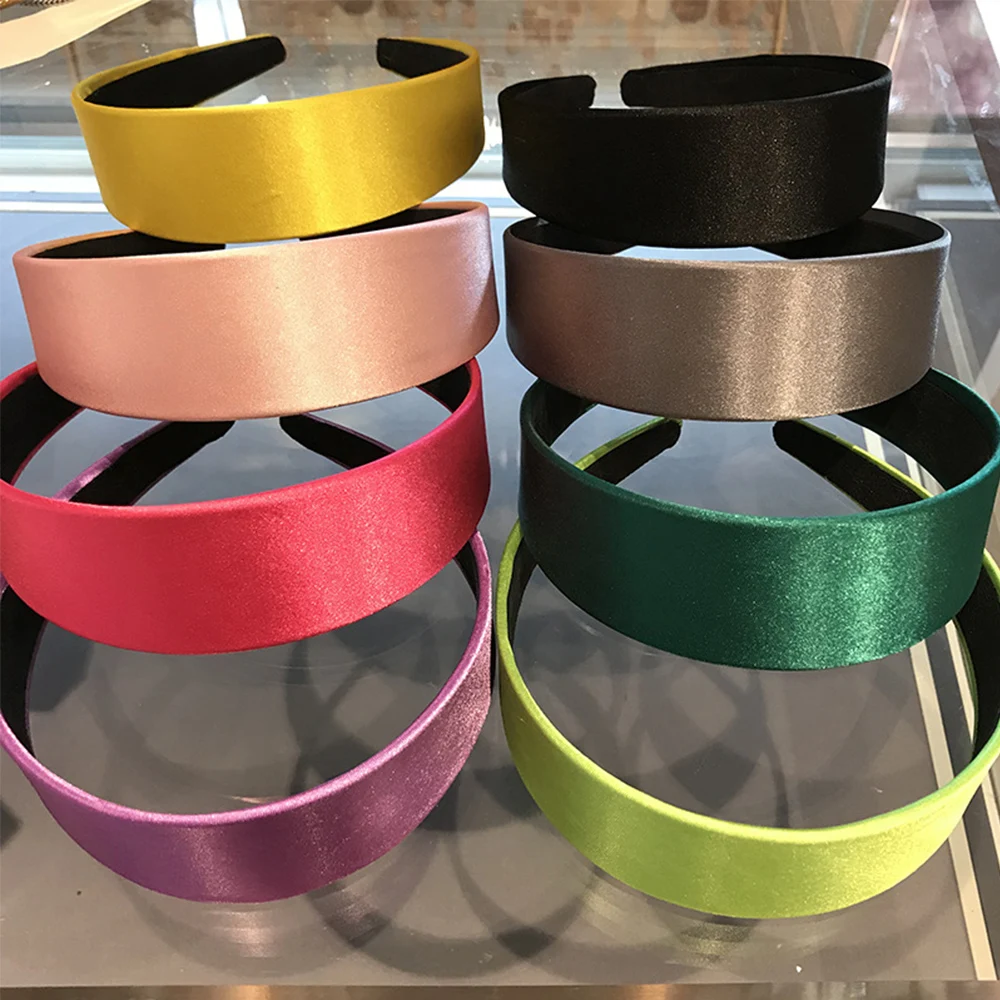 

Wide-brimmed Satin Headband Women Plastic Candy Color Fashion Women Hairband Summer Hair Loop Girls Hair Accessories