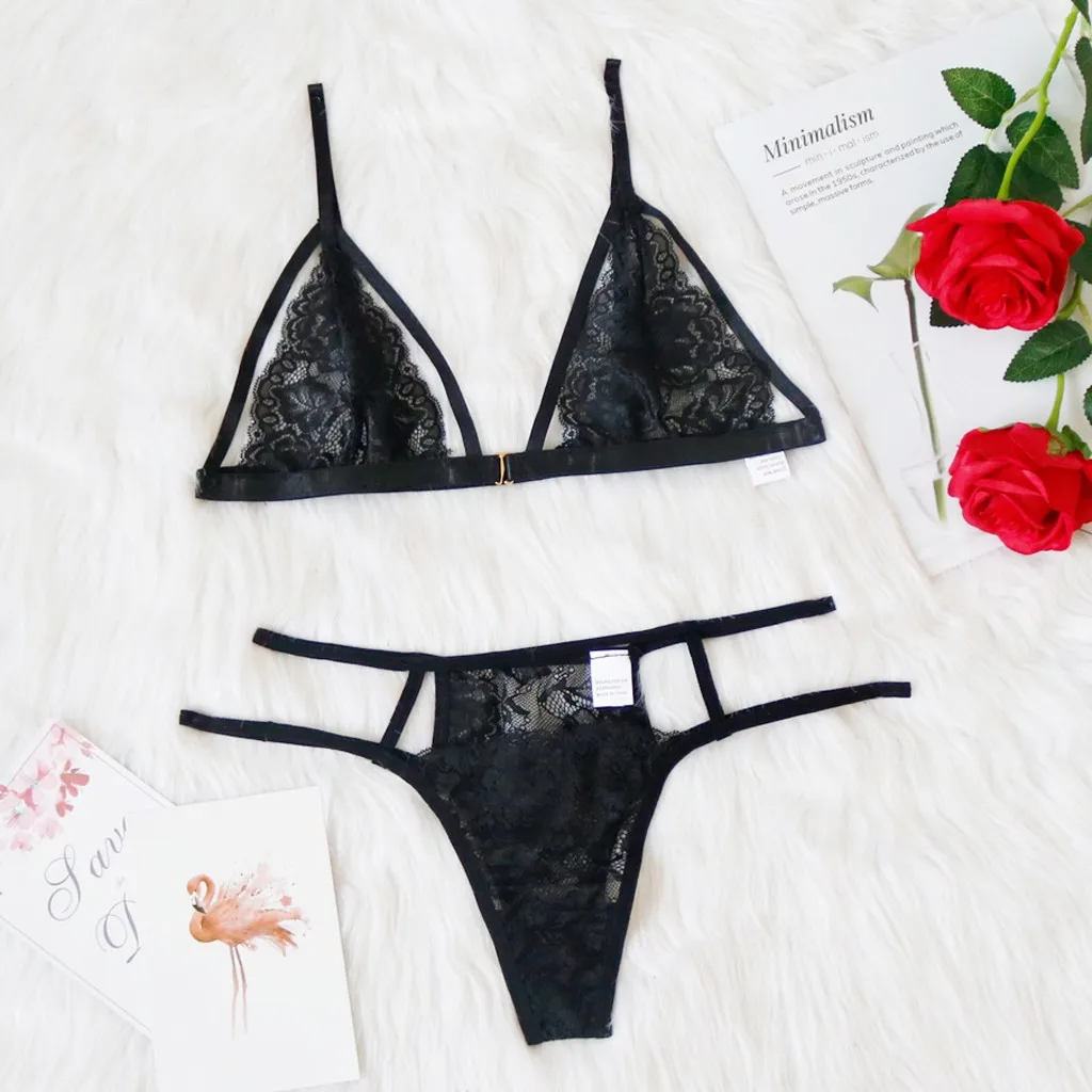 Женское Эротическое нижнее белье в горошек черный кружевной комплект с v