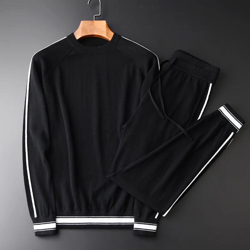 

Свитер мужской мягкий удобный, 2 предмета, модный однотонный облегающий свитер с круглым вырезом