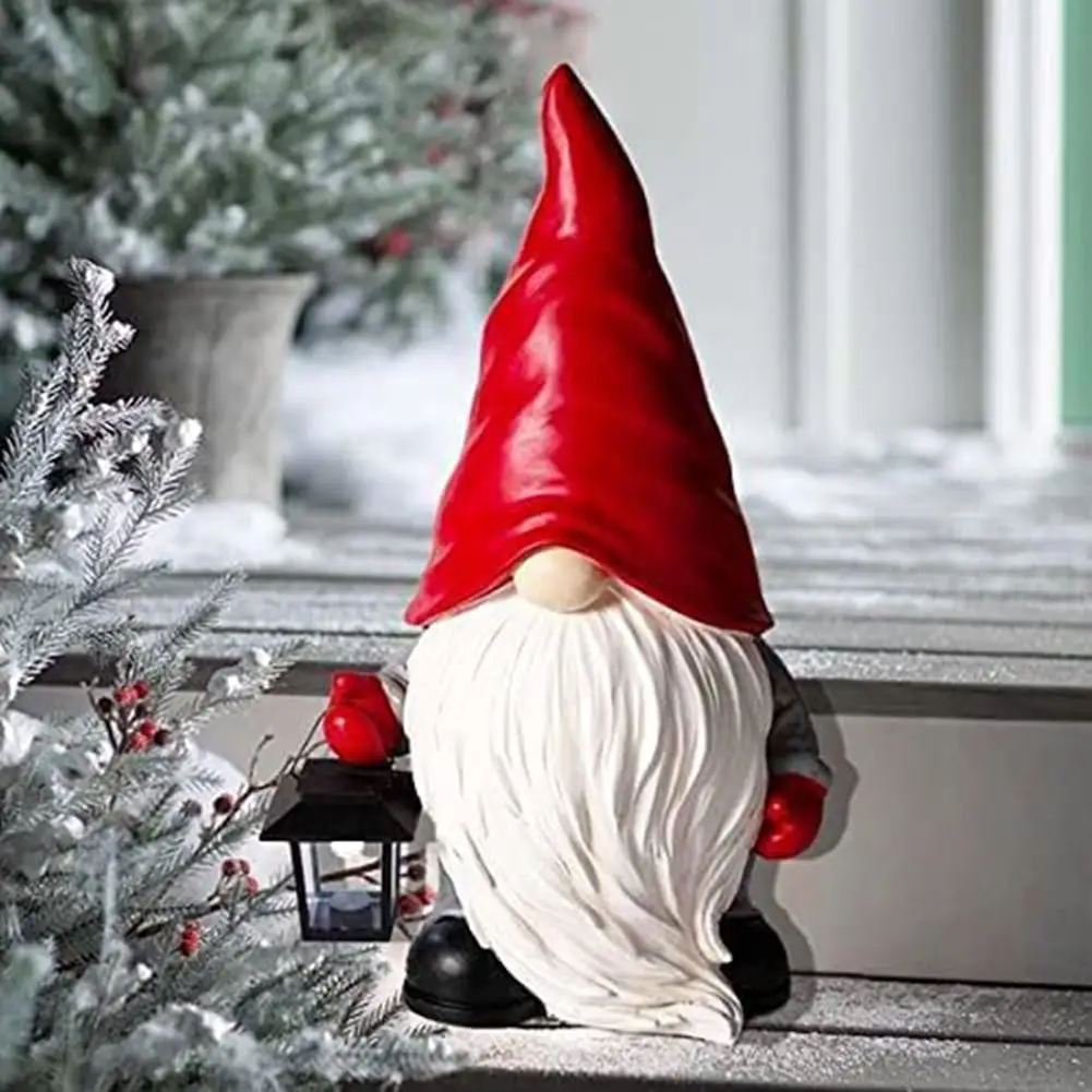 

1PC Home Gnome Sculpture With Solar-powered Lantern Gnome Statue For Indoor Outdoor Patio Lawn Porch Decor