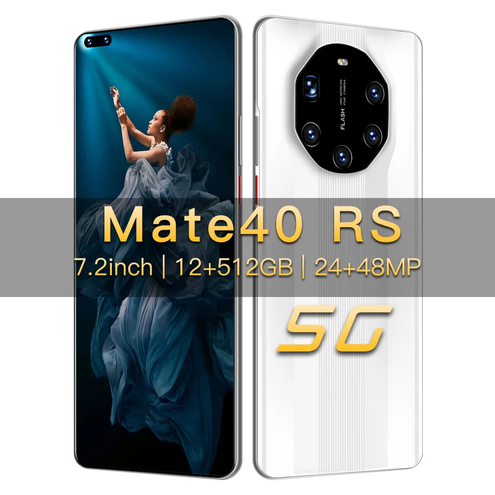 

Mate40 RS 7.2 Inch 5000mah 24MP+48MP 12GB+512GB Mobile Phone Dual SIM Face ID Fingerprint ID 4G/5G Network Cell Phone