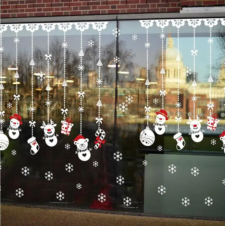 Рождественский снеговик снежинка подарок съемные стеклянные оконные настенные