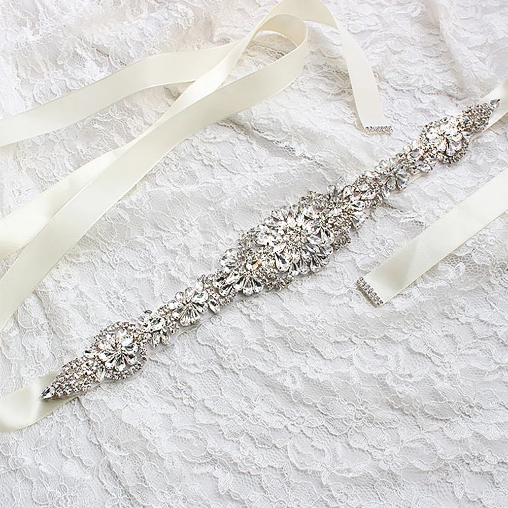 

Fashion Ribbon Crystal Rhinestone Belt Women Wedding Bridal Dress Belt Cummerbunds Waistband Girdle Accessory