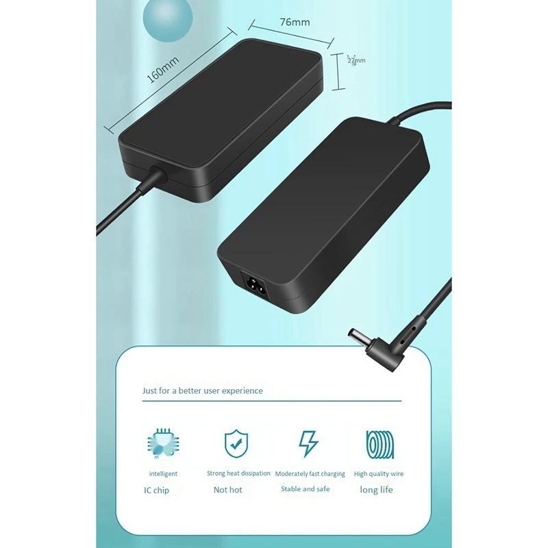 

120W 19V/6.32A Laptop Charger 5.5x2.5mm 2.7M Power Adapter for ASUS G60VW, YX570Z/UD, G/N501J, UX501V, F560U(US Plug)