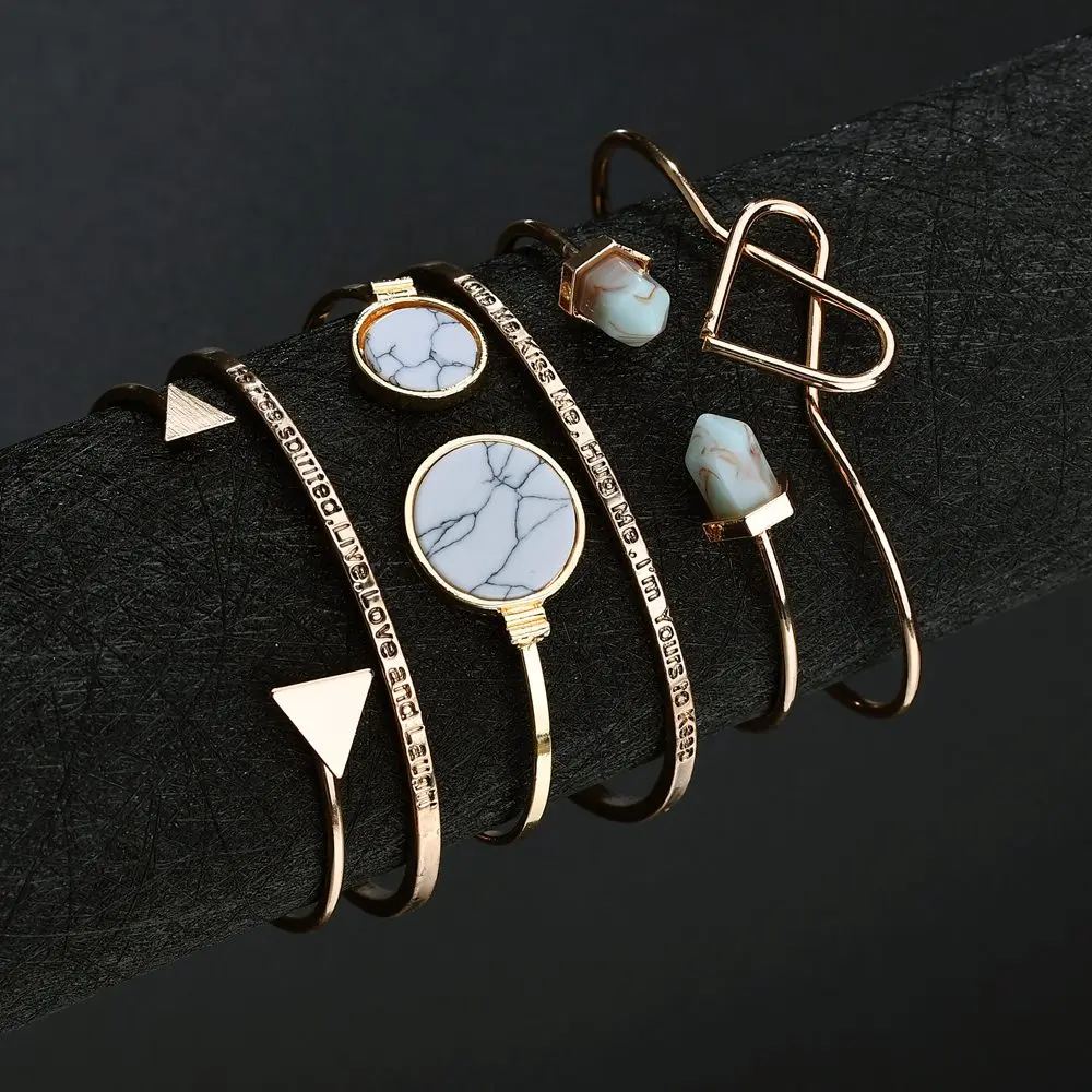 2020 6 шт. свободу Мощность треугольник узел браслет Набор Винтаж стекируемые