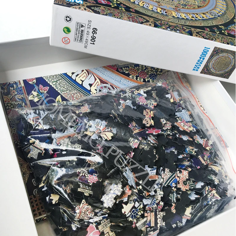 MOMEMO Thangka Пазл 1000 штук черная карточка бумажные головоломки игрушки для взрослых китайская художественная краска Дети образовательные головоломки