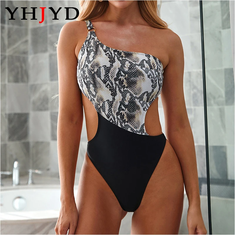 Женский купальный костюм с открытым плечом Цельный купальник трикини