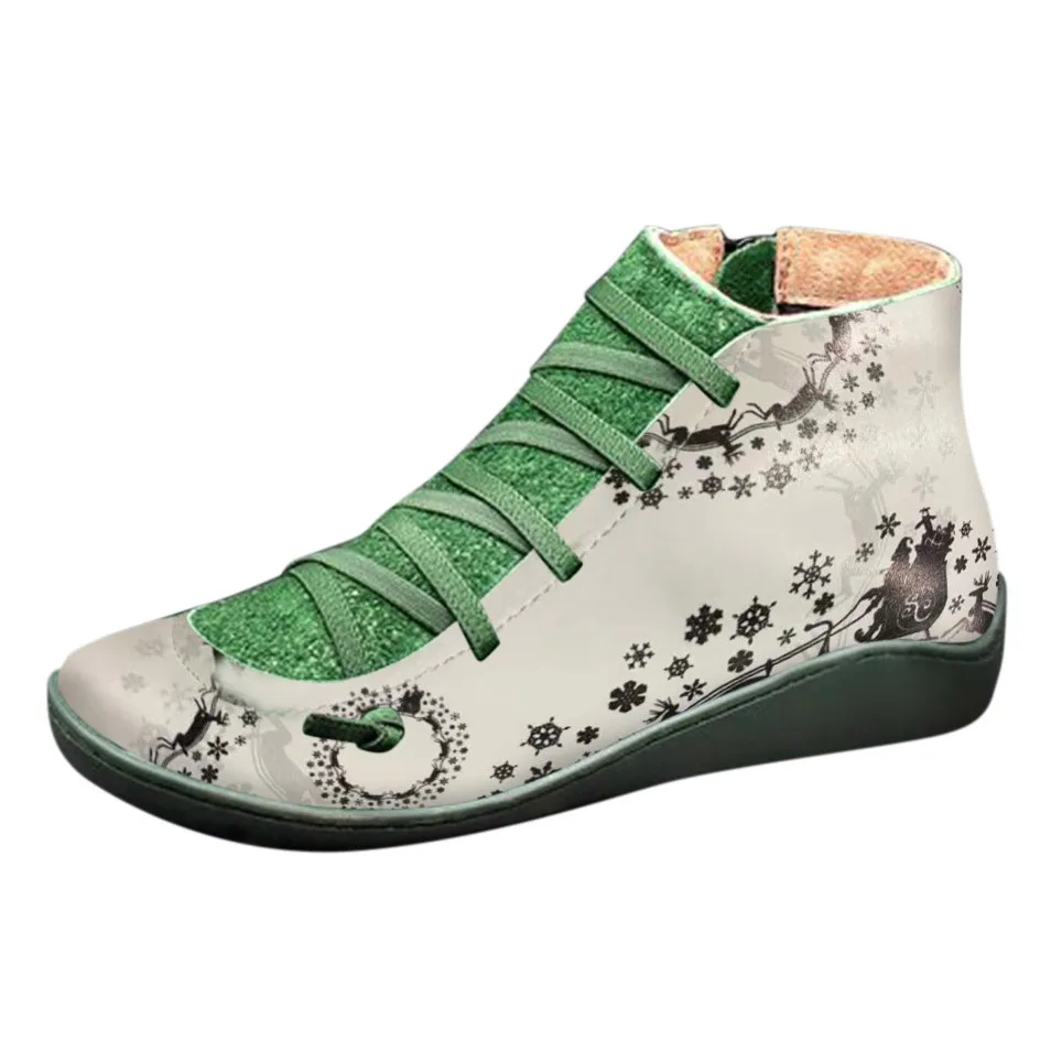 Женские повседневные кожаные ботинки на шнуровке в стиле ретро с круглым носком