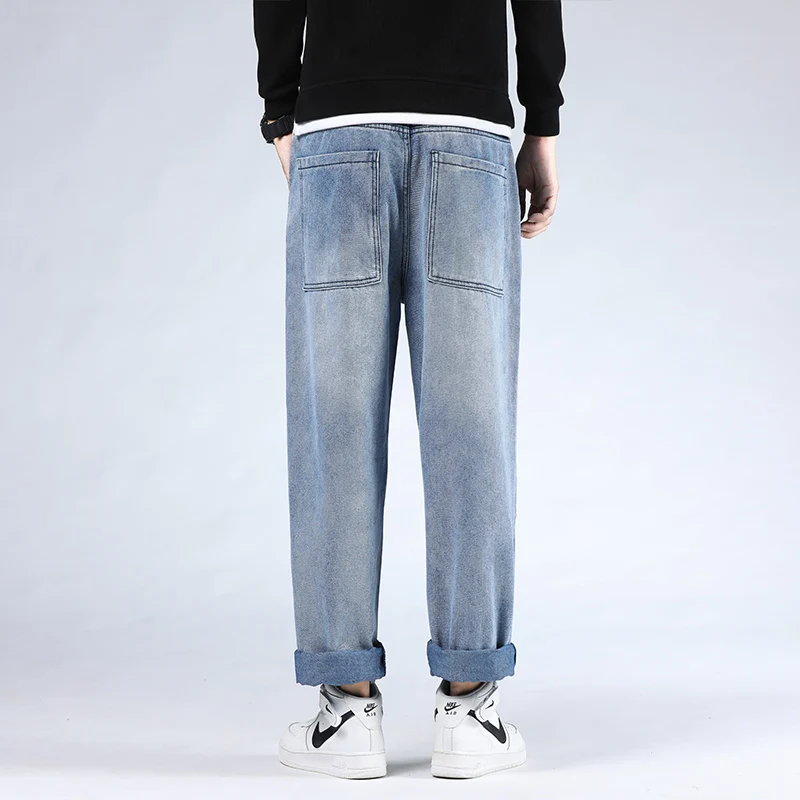 46 Plus Size 2021 New  High Quality  Men's Baggy Male Casual Denim Pocket Straight Pants Fashion Jeans Loose Trousers Streetwear