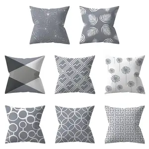 Домашний Декоративный чехол для подушки, серый чехол для подушки с геометрическим рисунком, мягкий однотонный квадратный чехол для подушки, чехол для кровати 18X18 дюймов