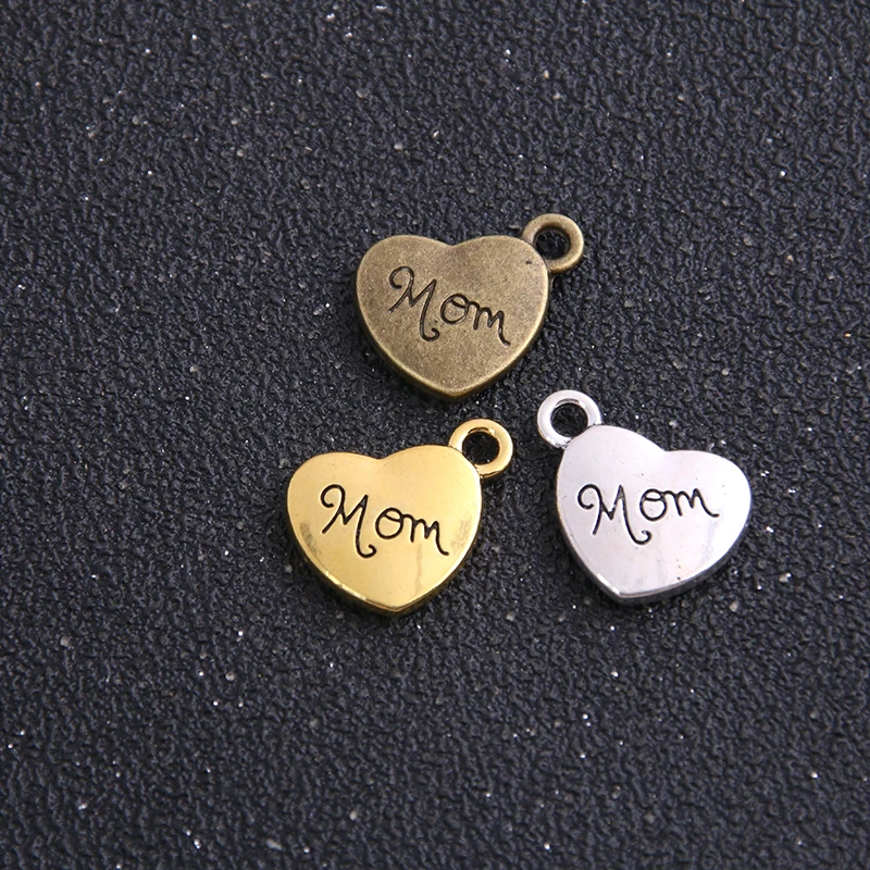 6 шт./лот 14*17 мм античный сплав сердце гравировка буквы мама Шарм ювелирные