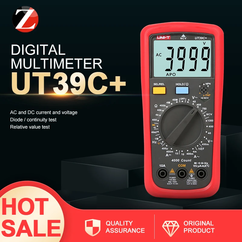 Портативный цифровой мультиметр Φ UT39C + 1999 обратный ток 20 А Ом Кепка тестер